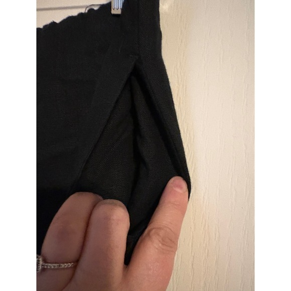 J. Jill Love Linen Black Pants Large L 100% Linen Wide Leg Crop Elastic Waist - Picture 3 of 5